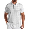 COOFANDY Mens Golf Polo Shirts Short Sleeve Quick Dry Casual Collared Shirt | Quick-dry 4-way stretch , UPF30+, moisture-wicking fabric; 3-button polo collar, side slits; great for golf, work & gifts(White Golf Clubs)