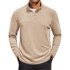 COOFANDY Mens Quarter Zip Pullover Sweater Mock Neck Sweatshirt Casual Polo | 1/4 zip pullover, Lightweight Fleece Lined, Comfortable, Durability Fabric, Classic Golf Hikking Polo Sweater, Fall & Winter(Khaki)