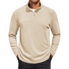 COOFANDY Mens Quarter Zip Pullover Sweater Mock Neck Sweatshirt Casual Polo | 1/4 zip pullover, Lightweight Fleece Lined, Comfortable, Durability Fabric, Classic Golf Hikking Polo Sweater, Fall & Winter(Light Khaki)