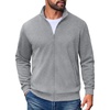 COOFANDY Mens Zip Up Sweatshirt Lightweight Fleece Jacket Casual Sweaters | Soft Cotton Blend, Mock Neck, Full Zip, Warm Fleece Lining, Side Pockets, Business, Commute, Fall, Winter, Spring Jacket(Light Grey)