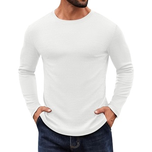 COOFANDY Crewneck Sweaters for Men Slim Fit Long Sleeve Pullover Tops | Stretch Ribbed Knit, Soft Touch Fabric, High Elasticity, Thermal Long Sleeve Tee Shirts(All White)