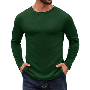 COOFANDY Crewneck Sweaters for Men Slim Fit Long Sleeve Pullover Tops | Stretch Ribbed Knit, Soft Touch Fabric, High Elasticity, Thermal Long Sleeve Tee Shirts(Dark Green)