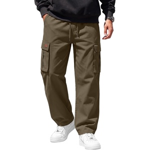 COOFANDY Men Casual Cargo Pants Hiking Joggers Sweatpant with Multi Pockets | Stretch Cotton Fabric, Skin Friendly, Outdoor Sweat Pant, Elastic Waist, Straight Leg Trousers, Relaxed Fit, Lightweight(Olive Green)