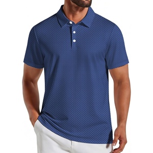 COOFANDY Mens Golf Polo Shirts Short Sleeve Quick Dry Casual Collared Shirt | Quick-dry 4-way stretch , UPF30+, moisture-wicking fabric; 3-button polo collar, side slits; great for golf, work & gifts(Navy Blue Cross)