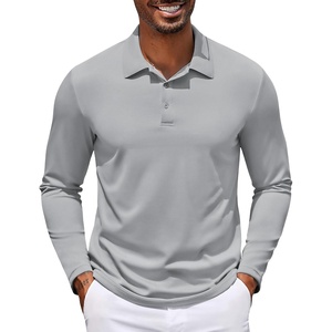 COOFANDY Men’s Long Sleeve Polo Shirt Golf Lightweight Breathable Moisture Wicking Shirt for Business Casual Work Outdoor(Light Grey)