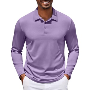 COOFANDY Men’s Long Sleeve Polo Shirt Golf Lightweight Breathable Moisture Wicking Shirt for Business Casual Work Outdoor(Lilac)