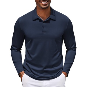 COOFANDY Men’s Long Sleeve Polo Shirt Golf Lightweight Breathable Moisture Wicking Shirt for Business Casual Work Outdoor(Navy Blue)