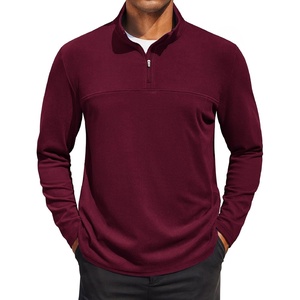 COOFANDY Mens Quarter Zip Pullover Sweater Mock Neck Sweatshirt Casual Polo | 1/4 zip pullover, Lightweight Fleece Lined, Comfortable, Durability Fabric, Classic Golf Hikking Polo Sweater, Fall & Winter(Wine Red)