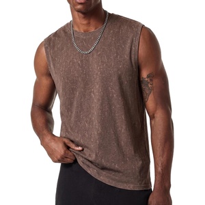 COOFANDY Men’s Sleeveless Shirts Cotton Workout Tank Tops Muscle Tee Shirt | Acid Wash Fabric, Lightweight and Soft Cut Off Shirt, Casual Summer Faishon Tank, Relaxed and Oversized Fit Sleeveless Top(Brown)