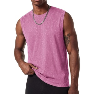 COOFANDY Men’s Sleeveless Shirts Cotton Workout Tank Tops Muscle Tee Shirt | Acid Wash Fabric, Lightweight and Soft Cut Off Shirt, Casual Summer Faishon Tank, Relaxed and Oversized Fit Sleeveless Top(Pink)