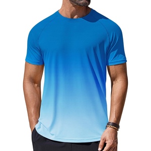 COOFANDY Mens Swim Shirt UPF 50+ Rash Guard Beach Tshirt Workout Quick Dry T Shirts for Running, Surfing and Hiking(Blue Gradient)