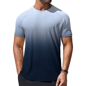COOFANDY Mens Swim Shirt UPF 50+ Rash Guard Beach Tshirt Workout Quick Dry T Shirts for Running, Surfing and Hiking(Dark Blue Gradient)