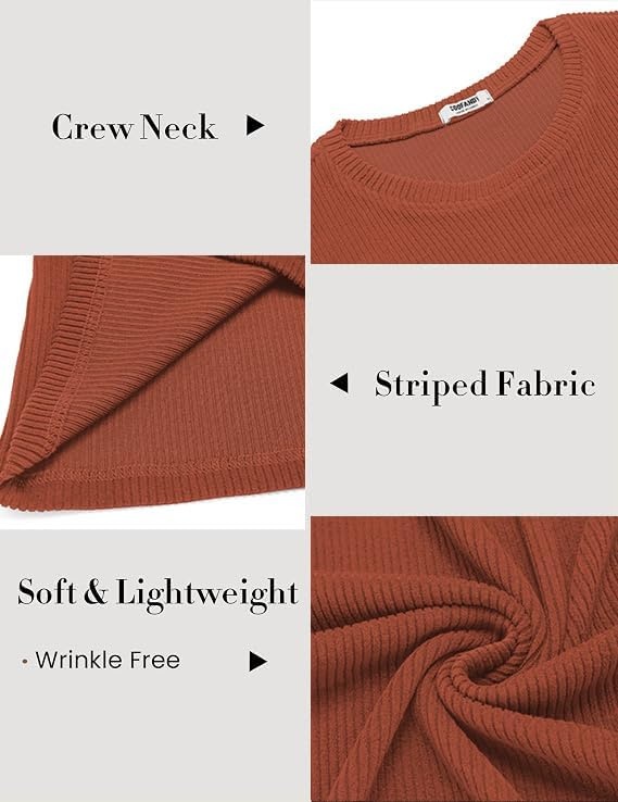 image:imageCOOFANDY Mens Long Sleeve Shirts Thermal TShirt Slim Fit Crewneck Sweater Knitted Pullover ShirtCaramel