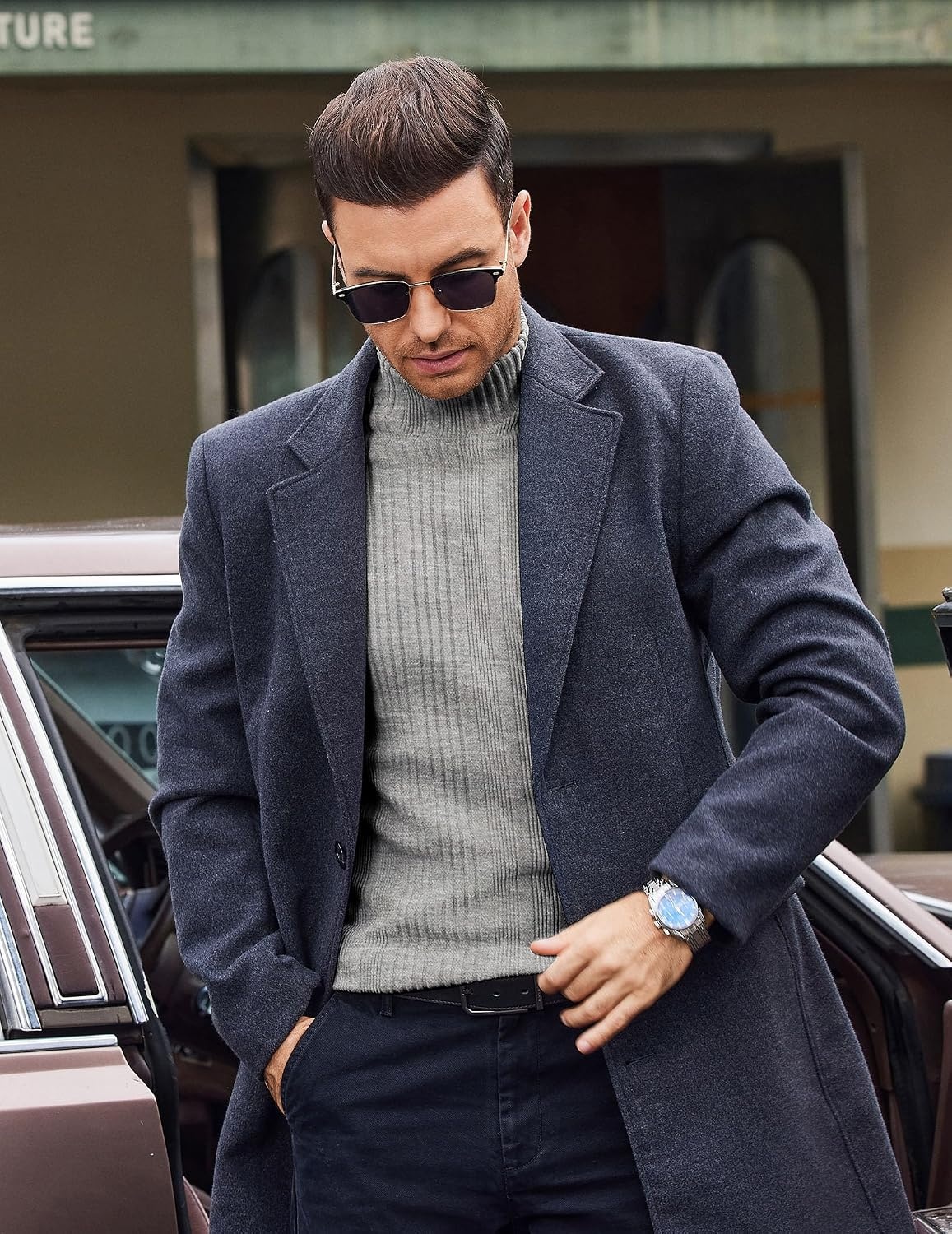 image:imageCOOFANDY Mens Mock Turtleneck Long Sleeve Shirts Fleece Ribbed Thermal Pullover Slim Fit Basic TShirtsLight Grey