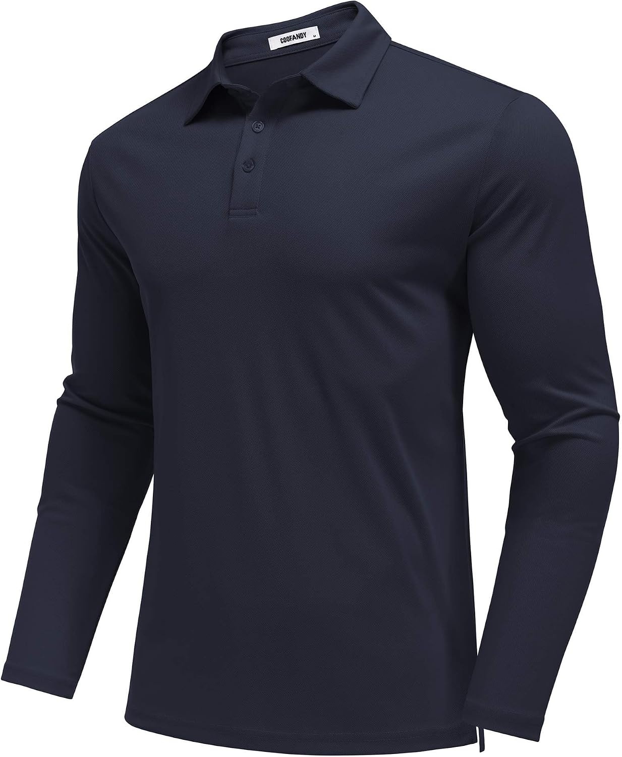 image:imageCOOFANDY Mens Polo Shirts Long Sleeve UPF 50 Moisture Wicking Golf Shirt 3 Button Lightweight Collared Shirts Shape Retaining Classic Basic Polos Ideal for Golf Tennis and Daily Casual WearNavy Blue