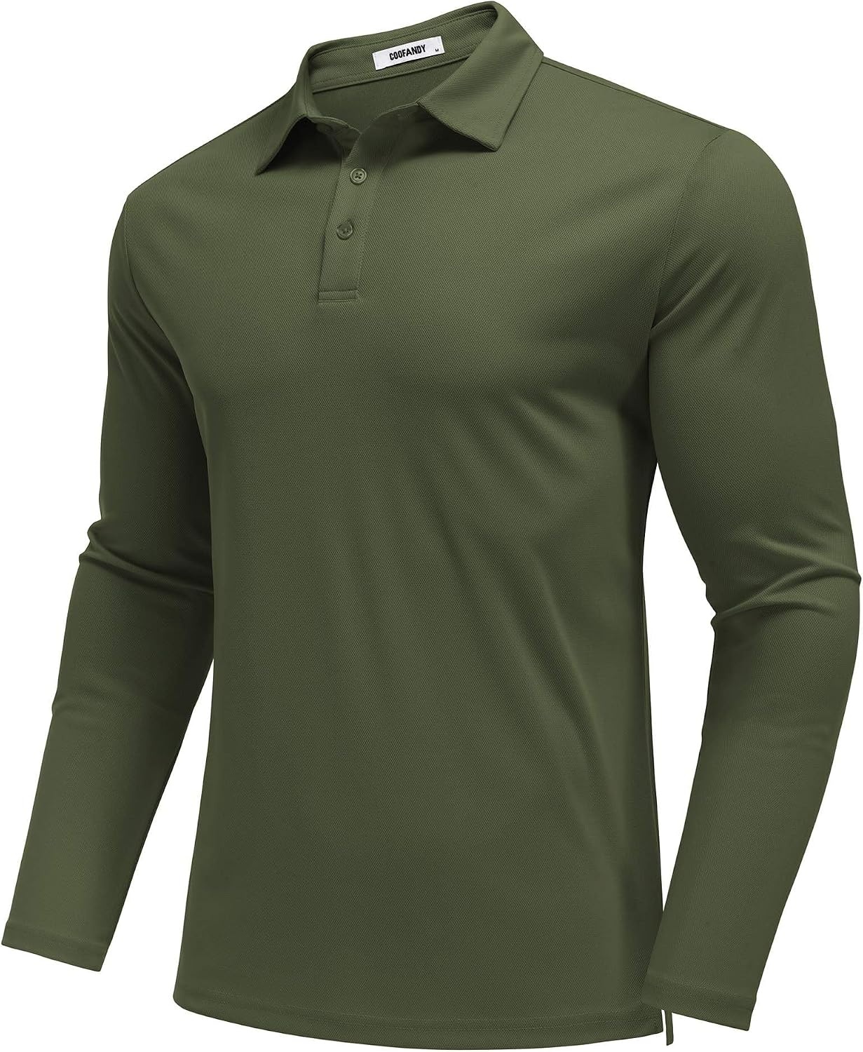 image:imageCOOFANDY Mens Polo Shirts Long Sleeve UPF 50 Moisture Wicking Golf Shirt 3 Button Lightweight Collared Shirts Shape Retaining Classic Basic Polos Ideal for Golf Tennis and Daily Casual WearOlive Green