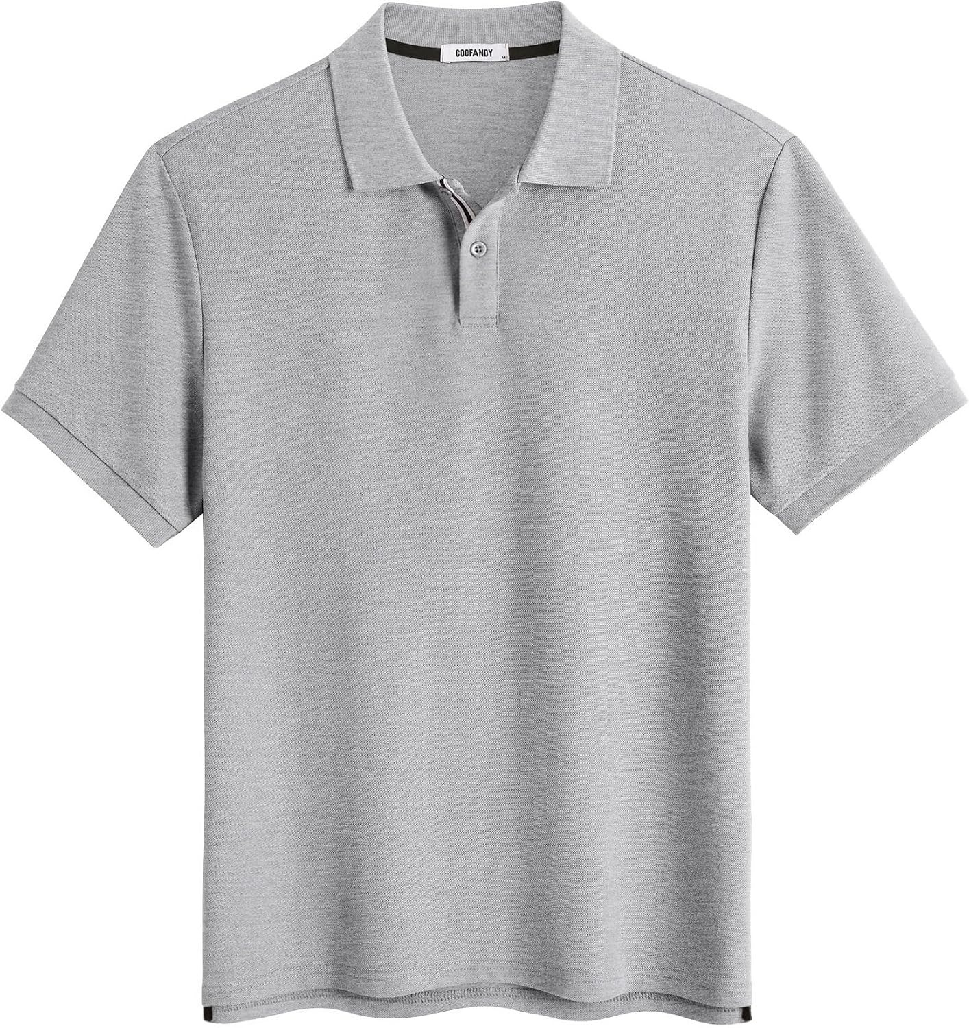 image:imageCOOFANDY Mens Polo Shirts Short Sleeve Cotton Pique Casual Button T Shirts Classic Fit Collared Golf ShirtsHeather Grey