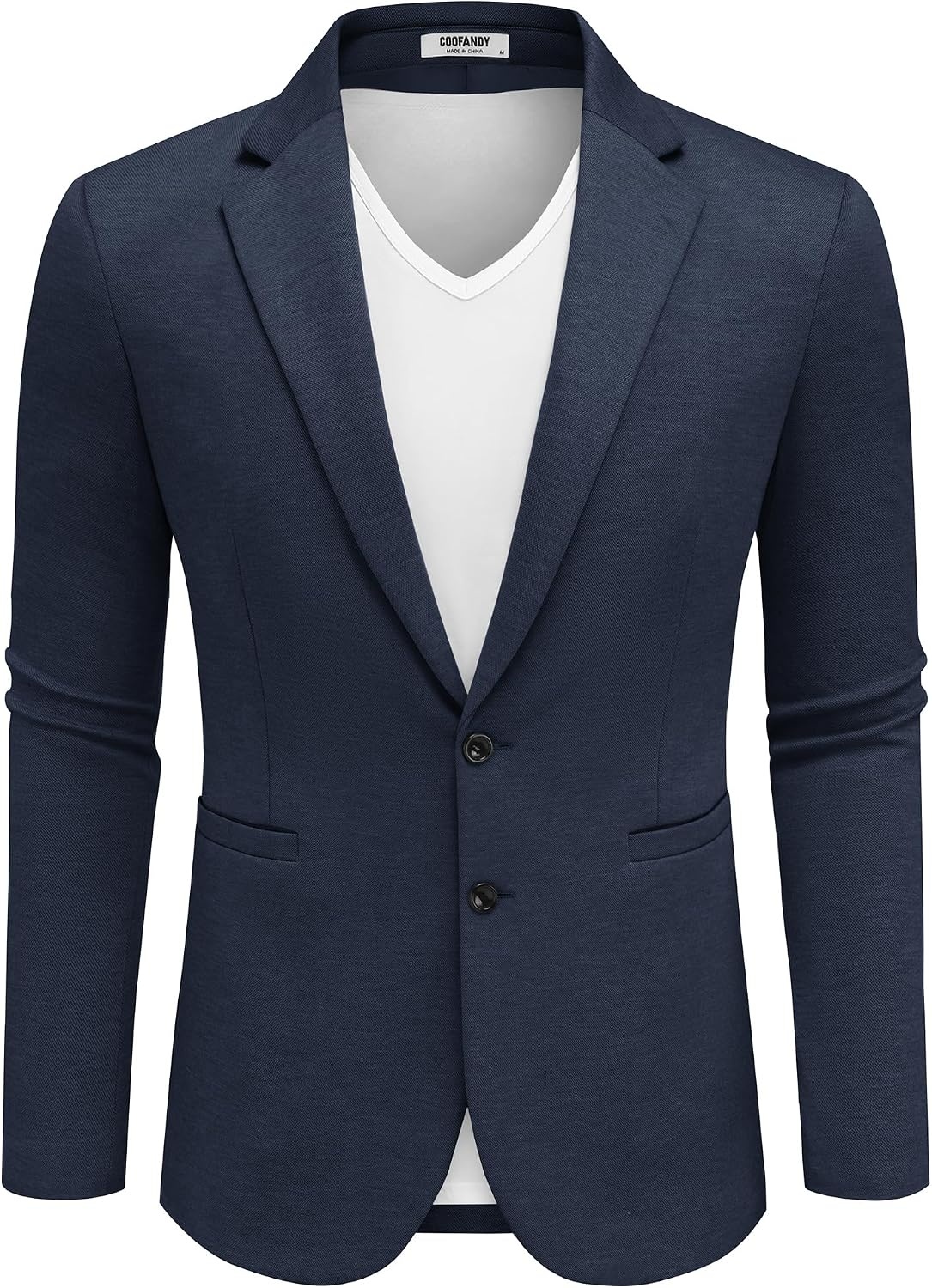 image:imageCOOFANDY Mens Sport Coats Casual Knit Blazer Two Button Suit Jacket Modern Slimfit Silhouette with Structured ShouldersStretch Comfort amp Versatile Style for WeddingsBusiness or Daily Wear02navy Blue