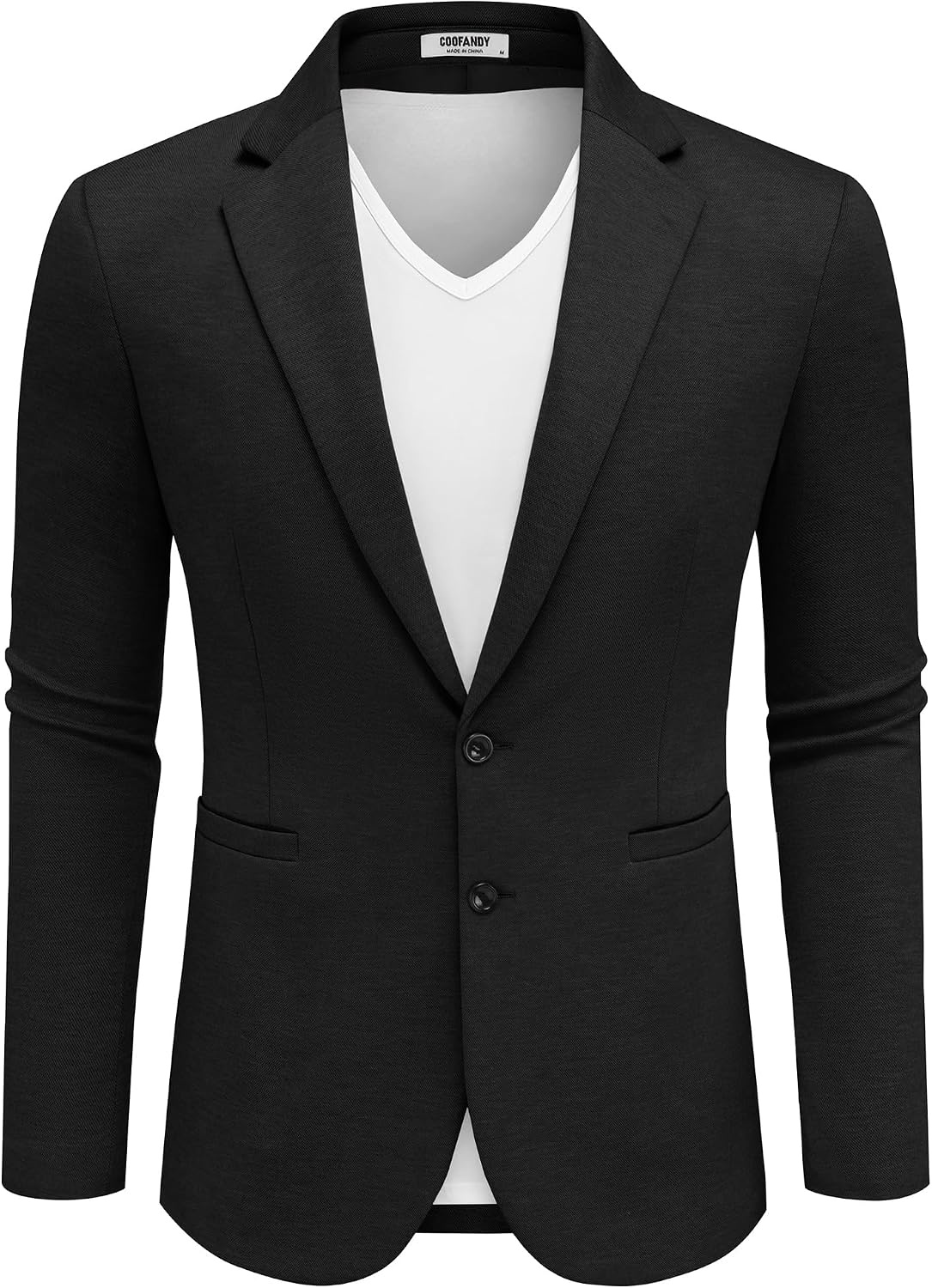 image:imageCOOFANDY Mens Sport Coats Casual Knit Blazer Two Button Suit Jacket Modern Slimfit Silhouette with Structured ShouldersStretch Comfort amp Versatile Style for WeddingsBusiness or Daily WearBlack