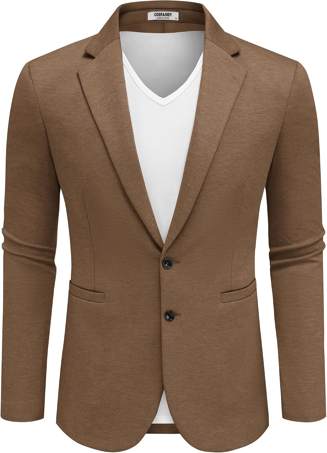 image:imageCOOFANDY Mens Sport Coats Casual Knit Blazer Two Button Suit Jacket Modern Slimfit Silhouette with Structured ShouldersStretch Comfort amp Versatile Style for WeddingsBusiness or Daily WearBrown