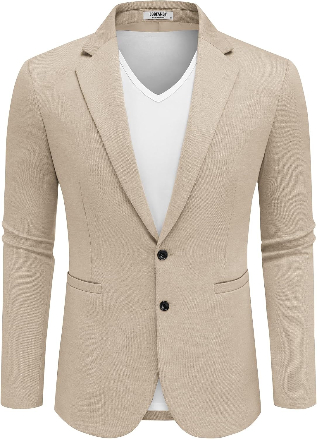 image:imageCOOFANDY Mens Sport Coats Casual Knit Blazer Two Button Suit Jacket Modern Slimfit Silhouette with Structured ShouldersStretch Comfort amp Versatile Style for WeddingsBusiness or Daily Wear03light Khaki