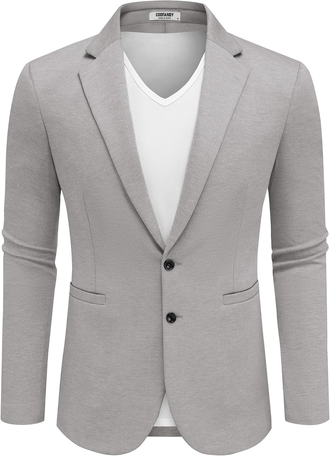 image:imageCOOFANDY Mens Sport Coats Casual Knit Blazer Two Button Suit Jacket Modern Slimfit Silhouette with Structured ShouldersStretch Comfort amp Versatile Style for WeddingsBusiness or Daily WearLight Grey