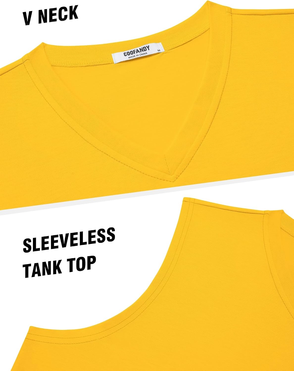 image:imageCOOFANDY Mens Workout Tank Tops V Neck Sleeveless Shirts Quick Dry T Shirt Athletic Gym Muscle Tee Moisture Wicking Lightweight Soft Fabric Summer Beach Swim Fashion Tshirt Daily UndershirtsYellow