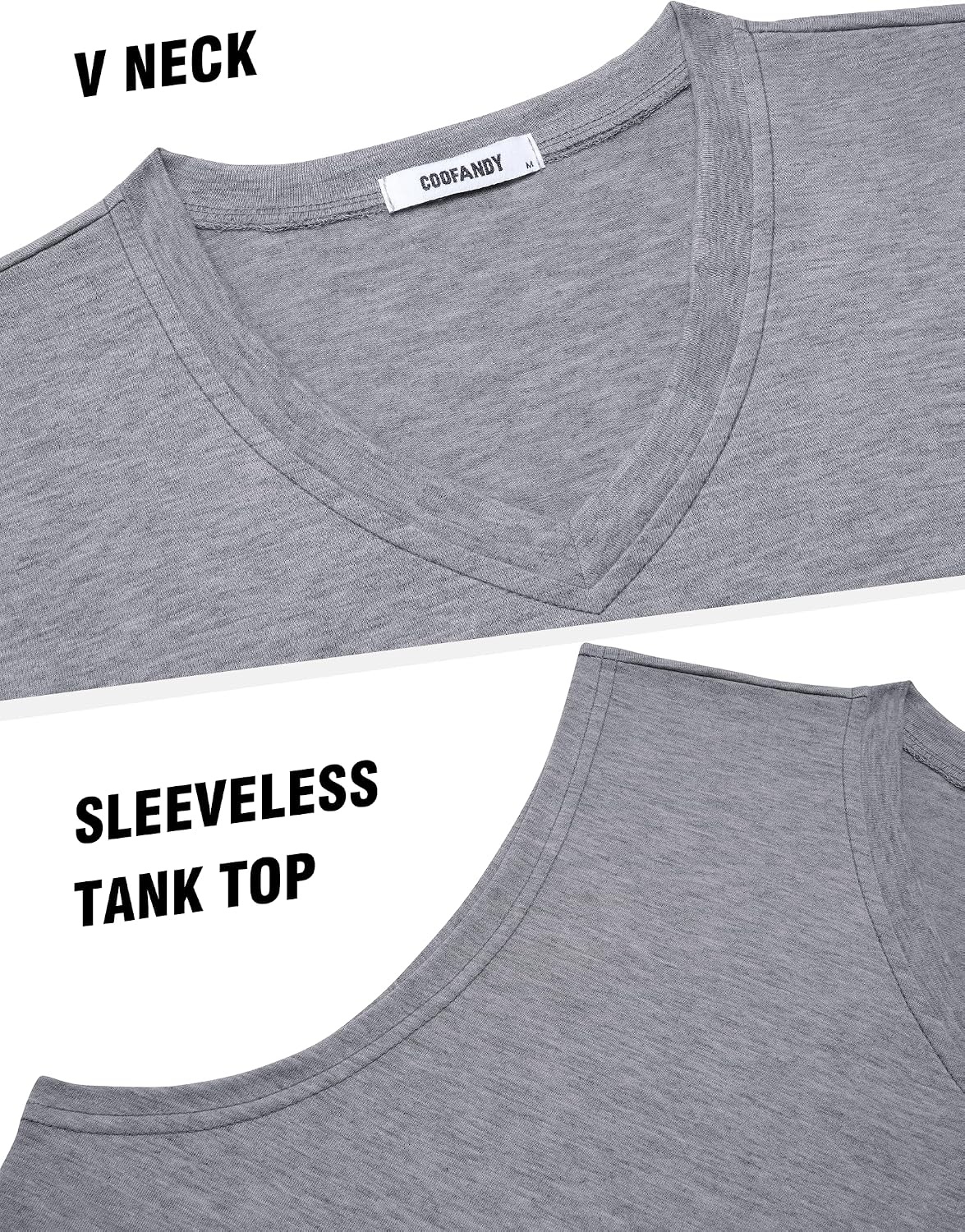 image:imageCOOFANDY Mens Workout Tank Tops V Neck Sleeveless Shirts Quick Dry T Shirt Athletic Gym Muscle Tee Moisture Wicking Lightweight Soft Fabric Summer Beach Swim Fashion Tshirt Daily UndershirtsGray
