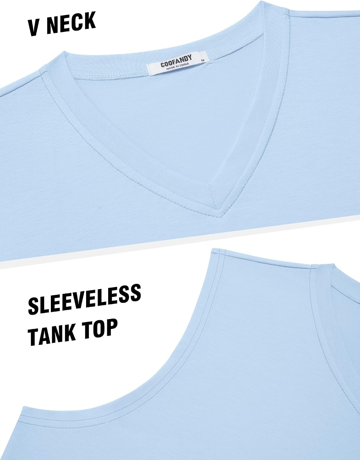 image:imageCOOFANDY Mens Workout Tank Tops V Neck Sleeveless Shirts Quick Dry T Shirt Athletic Gym Muscle Tee Moisture Wicking Lightweight Soft Fabric Summer Beach Swim Fashion Tshirt Daily UndershirtsLight Blue