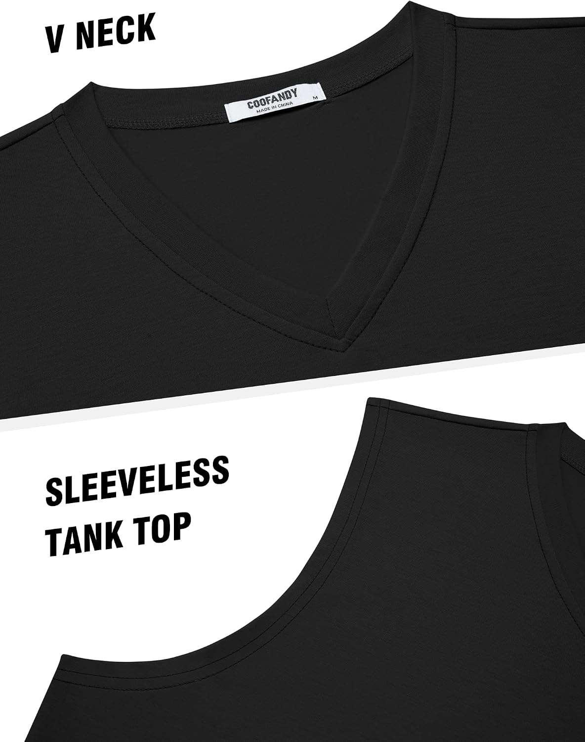 image:imageCOOFANDY Mens Workout Tank Tops V Neck Sleeveless Shirts Quick Dry T Shirt Athletic Gym Muscle Tee Moisture Wicking Lightweight Soft Fabric Summer Beach Swim Fashion Tshirt Daily UndershirtsBlack