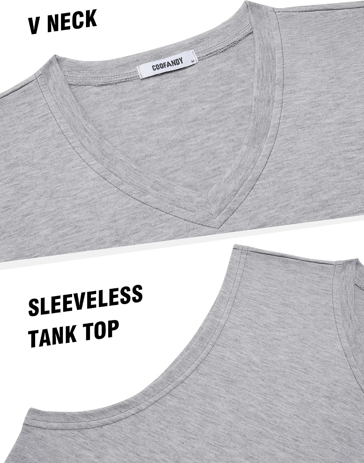 image:imageCOOFANDY Mens Workout Tank Tops V Neck Sleeveless Shirts Quick Dry T Shirt Athletic Gym Muscle Tee Moisture Wicking Lightweight Soft Fabric Summer Beach Swim Fashion Tshirt Daily UndershirtsLight Gray