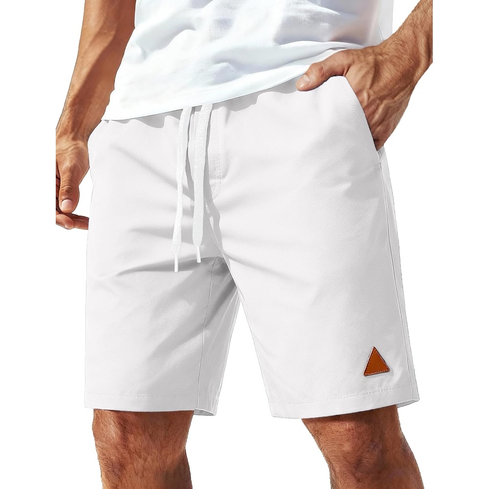 image:imageCOOFANDY Mens 9 Casual Shorts with Zipper Pockets Lightweight Chino Shorts Elastic Waist Drawstring MoistureWicking Stretch Twill Everyday Casual WearWhite
