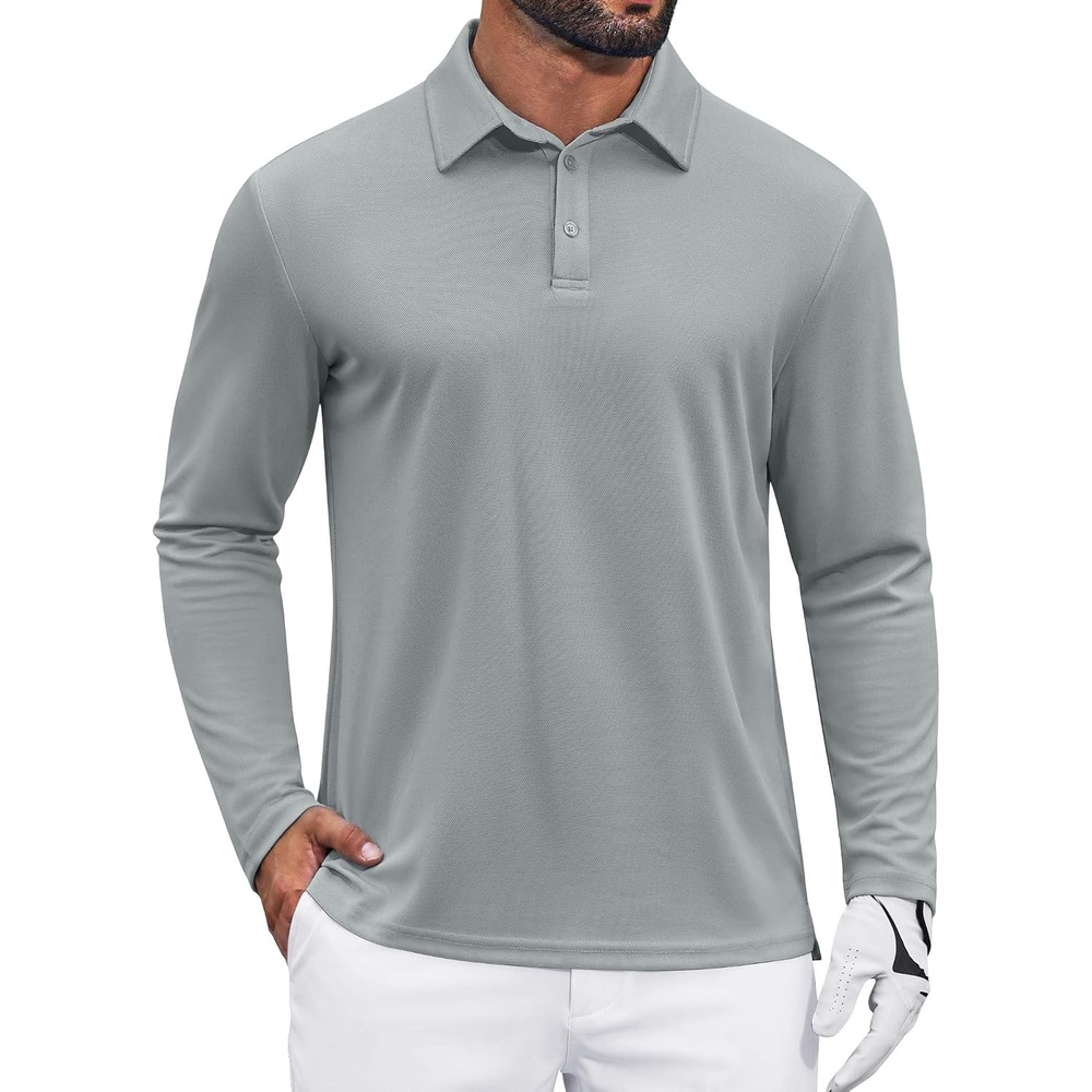 image:imageCOOFANDY Mens Polo Shirts Long Sleeve UPF 50 Moisture Wicking Golf Shirt 3 Button Lightweight Collared Shirts Shape Retaining Classic Basic Polos Ideal for Golf Tennis and Daily Casual WearSage Green