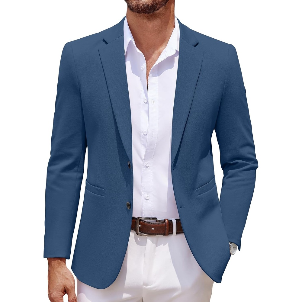 image:imageCOOFANDY Mens Sport Coats Casual Knit Blazer Two Button Suit Jacket  Modern Slimfit Silhouette with Structured ShouldersStretch Comfort amp Versatile Style for WeddingsBusiness or Daily WearRoyal Blue