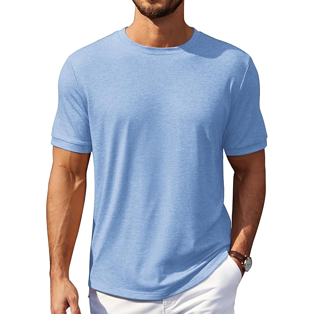 image:imageCOOFANDY Mens TShirts Summer Crew Neck Casual T Shirts Plain Short Sleeve Shirts Basic TeesB Light Blue