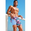 COOFANDY 2 in 1 Mens Swim Trunks 7 Inch Swim Shorts Swim Suits Board Shorts | 7 Inch，Quick Dry Fabric，Drawstring with Elastic Waist，Cooling Compression Liner with an Extra Pocket, Athletic Fit(Pink Tree)