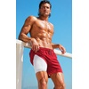 COOFANDY 2 in 1 Mens Swim Trunks 7 Inch Swim Shorts Swim Suits Board Shorts | 7 Inch，Quick Dry Fabric，Drawstring with Elastic Waist，Cooling Compression Liner with an Extra Pocket, Athletic Fit(Red)