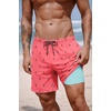 COOFANDY 2 in 1 Mens Swim Trunks 7 Inch Swim Shorts Swim Suits Board Shorts | 7 Inch，Quick Dry Fabric，Drawstring with Elastic Waist，Cooling Compression Liner with an Extra Pocket, Athletic Fit(Pink Anchor)
