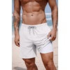 COOFANDY 2 in 1 Mens Swim Trunks 7 Inch Swim Shorts Swim Suits Board Shorts | 7 Inch，Quick Dry Fabric，Drawstring with Elastic Waist，Cooling Compression Liner with an Extra Pocket, Athletic Fit(White)