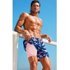 COOFANDY 2 in 1 Mens Swim Trunks 7 Inch Swim Shorts Swim Suits Board Shorts | 7 Inch，Quick Dry Fabric，Drawstring with Elastic Waist，Cooling Compression Liner with an Extra Pocket, Athletic Fit(Blue Pink Flamingo)