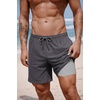 COOFANDY 2 in 1 Mens Swim Trunks 7 Inch Swim Shorts Swim Suits Board Shorts | 7 Inch，Quick Dry Fabric，Drawstring with Elastic Waist，Cooling Compression Liner with an Extra Pocket, Athletic Fit(Dark Gray)