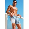 COOFANDY 2 in 1 Mens Swim Trunks 7 Inch Swim Shorts Swim Suits Board Shorts | 7 Inch，Quick Dry Fabric，Drawstring with Elastic Waist，Cooling Compression Liner with an Extra Pocket, Athletic Fit(Blue Stripe)
