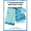 COOFANDY 2 in 1 Mens Swim Trunks 7 Inch Swim Shorts Swim Suits Board Shorts | 7 Inch，Quick Dry Fabric，Drawstring with Elastic Waist，Cooling Compression Liner with an Extra Pocket, Athletic Fit(Blue Whale)