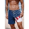 COOFANDY 2 in 1 Mens Swim Trunks 7 Inch Swim Shorts Swim Suits Board Shorts | 7 Inch，Quick Dry Fabric，Drawstring with Elastic Waist，Cooling Compression Liner with an Extra Pocket, Athletic Fit(Navy National Flag)