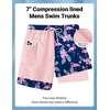 COOFANDY 2 in 1 Mens Swim Trunks 7 Inch Swim Shorts Swim Suits Board Shorts | 7 Inch，Quick Dry Fabric，Drawstring with Elastic Waist，Cooling Compression Liner with an Extra Pocket, Athletic Fit(Blue Pink Flamingo)