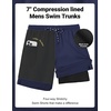 COOFANDY 2 in 1 Mens Swim Trunks 7 Inch Swim Shorts Swim Suits Board Shorts | 7 Inch，Quick Dry Fabric，Drawstring with Elastic Waist，Cooling Compression Liner with an Extra Pocket, Athletic Fit(Navy Bule)