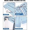 COOFANDY 2 in 1 Mens Swim Trunks 7 Inch Swim Shorts Swim Suits Board Shorts | 7 Inch，Quick Dry Fabric，Drawstring with Elastic Waist，Cooling Compression Liner with an Extra Pocket, Athletic Fit(Blue Stripe)