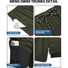 COOFANDY 2 in 1 Mens Swim Trunks 7 Inch Swim Shorts Swim Suits Board Shorts | 7 Inch，Quick Dry Fabric，Drawstring with Elastic Waist，Cooling Compression Liner with an Extra Pocket, Athletic Fit(Olive Green)