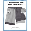 COOFANDY 2 in 1 Mens Swim Trunks 7 Inch Swim Shorts Swim Suits Board Shorts | 7 Inch，Quick Dry Fabric，Drawstring with Elastic Waist，Cooling Compression Liner with an Extra Pocket, Athletic Fit(Dark Gray)