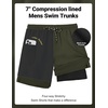 COOFANDY 2 in 1 Mens Swim Trunks 7 Inch Swim Shorts Swim Suits Board Shorts | 7 Inch，Quick Dry Fabric，Drawstring with Elastic Waist，Cooling Compression Liner with an Extra Pocket, Athletic Fit(Olive Green)